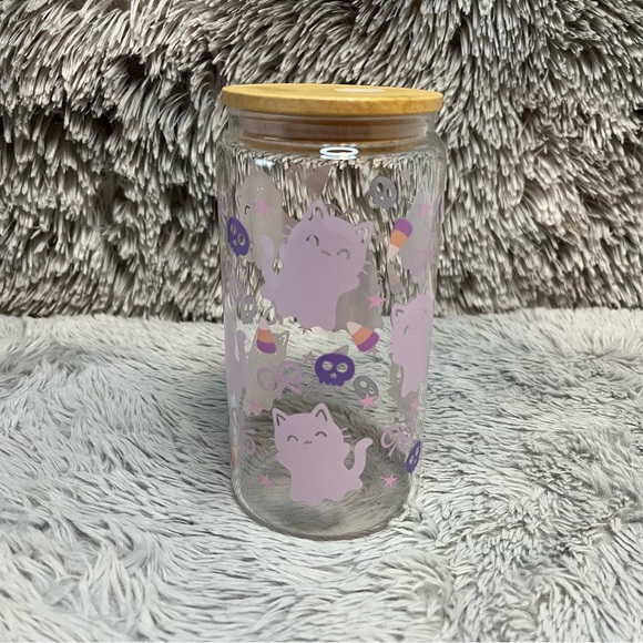 Cute Cat Halloween Glass Tumbler - Picture 1 of 4
